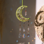 décoration murale croissant lune semi précieuses feuilles dorées boho chic chambre