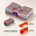connecteurs electrique orange gris 21 pieces barrettes fixation 8mm 14mm pris courant rechargeable box