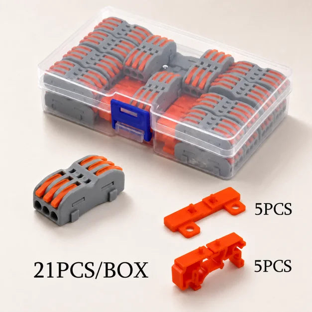 connecteurs electrique orange gris 21 pieces barrettes fixation 8mm 14mm pris courant rechargeable box