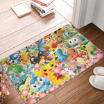 tapis sol antidérapant pikachu jaune noir rouge cartoon pois flanelle 60x40cm chambre cuisine salon