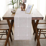 tableau chemin table gris clair moderne rayures carrées polyester maison festif decoration table serviettes