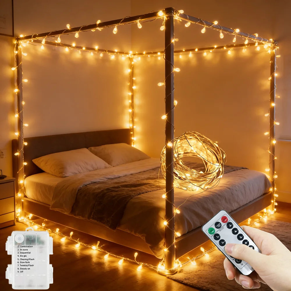 guirlande lumineuse led blanc chaud telecommande decoration noel mariage interieur