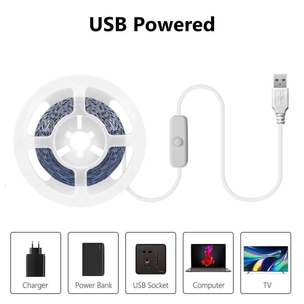 ruban led flexible blanc moderne interrupteur connecteur usb adhésif éclairage cuisine décoration chambre salon