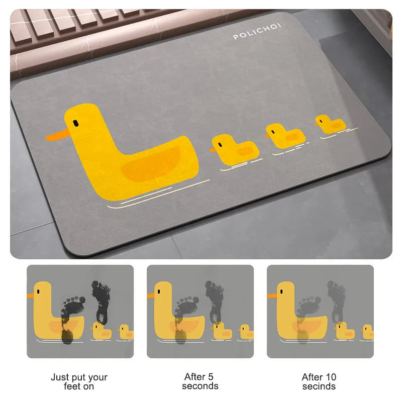 tapis bain animaux canards gris jaune beige diatom respectueux environnement opacité simple coloré 40x60