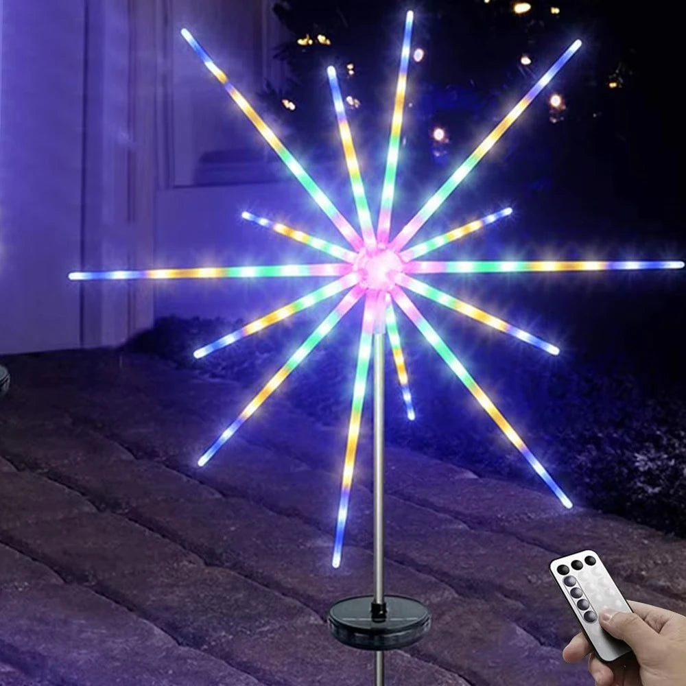 lumière solaire étoile multicolore blanc moderne décorative fixe piquet rayons opaques vacancesextérieur