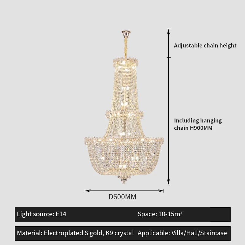 lustre cristal doré transparent classique chaîne ajustable ampoules e14 moderne chambre salon