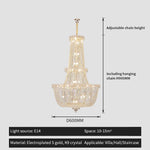 lustre cristal doré transparent classique chaîne ajustable ampoules e14 moderne chambre salon