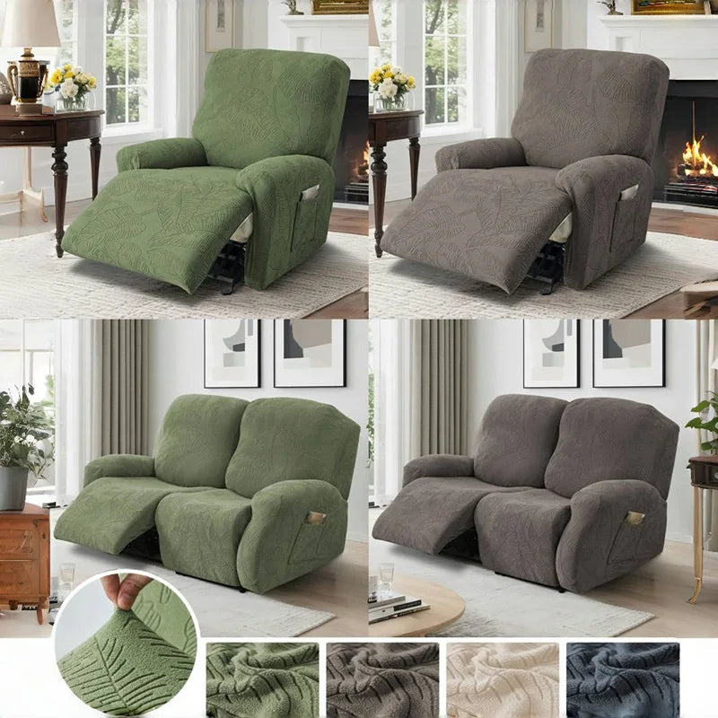 Housse fauteuil relax vert olive imprimé feuilles moderne tissu épais boutons dorés