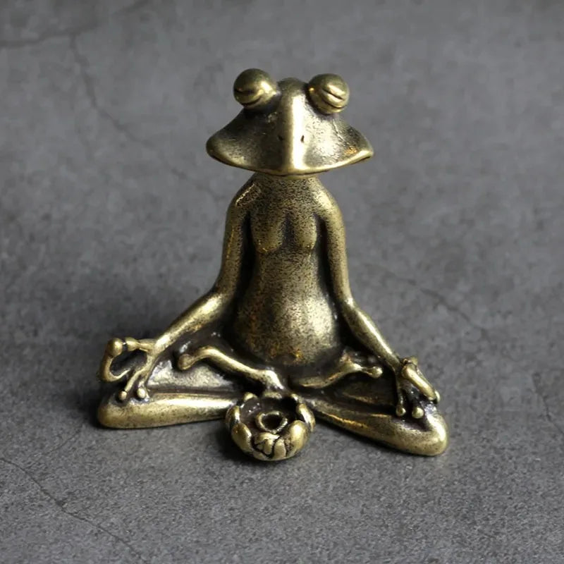 statuette grenouille bronze doré art deco brillante métallique opaque décoration thé