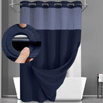 rideau douche moderne gris vert blanc tissé points transparent waterproof anneaux 72x74inch