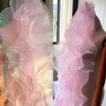 écharpe organza plissée semi transparente rose violet bleu orange élégante geometrique doubleface