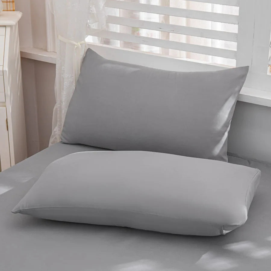 taies d'oreiller polyester non toxiques gris bleu blanc violet solides modernes hospitalières maison respectueuses