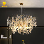 Suspension lumineuse moderne dorée transparentes branches salon chambre