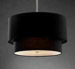 Suspension lumineuse moderne toile lin beige noir rose passe cable 40cm 50cm 60cm