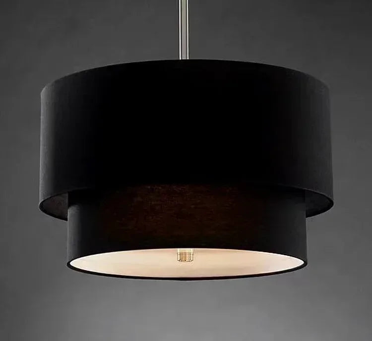 Suspension lumineuse moderne toile lin beige noir rose passe cable 40cm 50cm 60cm