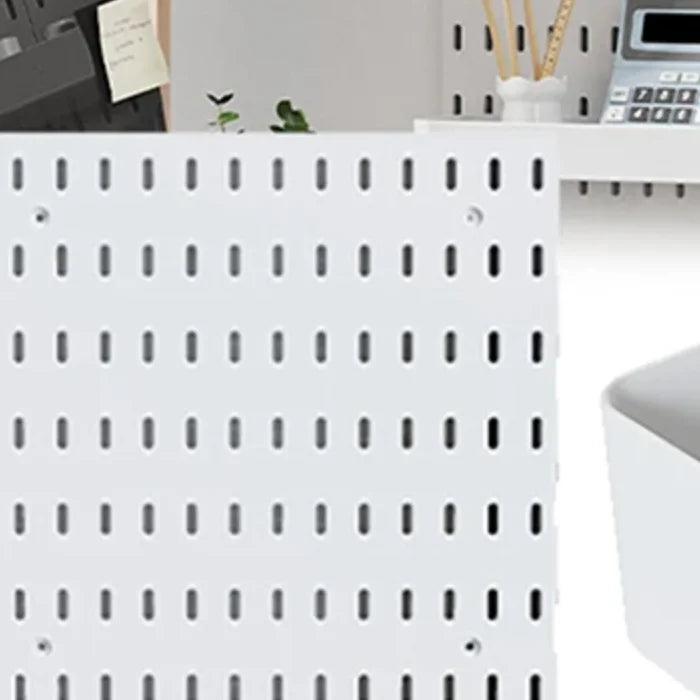 panneau perforé blanc moderne étagère suspendue clips perforations régulières stockage muraux