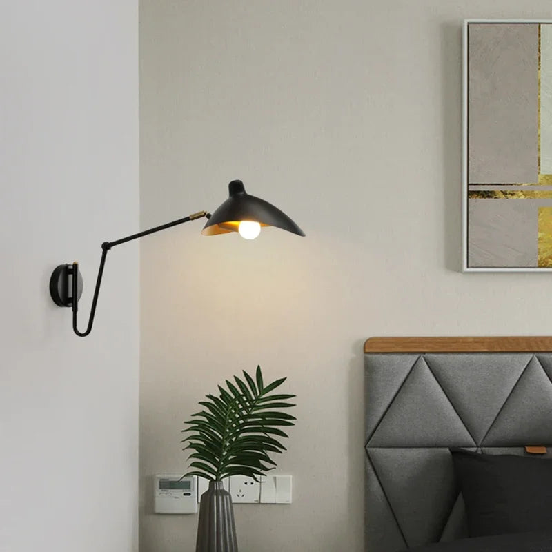 lampe murale articulée noir doré moderne scandinave flux lumineux 249 2000