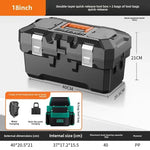 boîte outils noire orange clips multifonctionnelle perceuse batterie sac clé douille première secours lampe