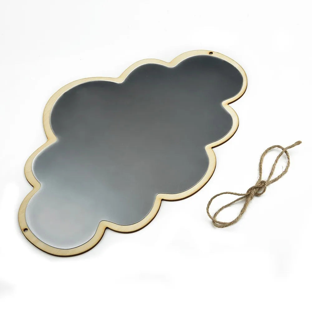 miroir nuage decoratif bois clair argent corde enfantine boheme chambre chevet dormir