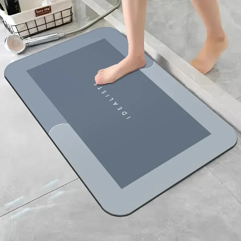tapis bain gris moderne adhésif absorbant doux rapide salle bain buanderie chambre