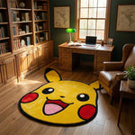 tapis pikachu jaune souriant oreilles noires joues rouges chambre enfant cartoon mignon adhésif polyestère