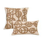 housses coussins motif feuilles texte love coton polyester beige rustique adhésifs tassels decoration