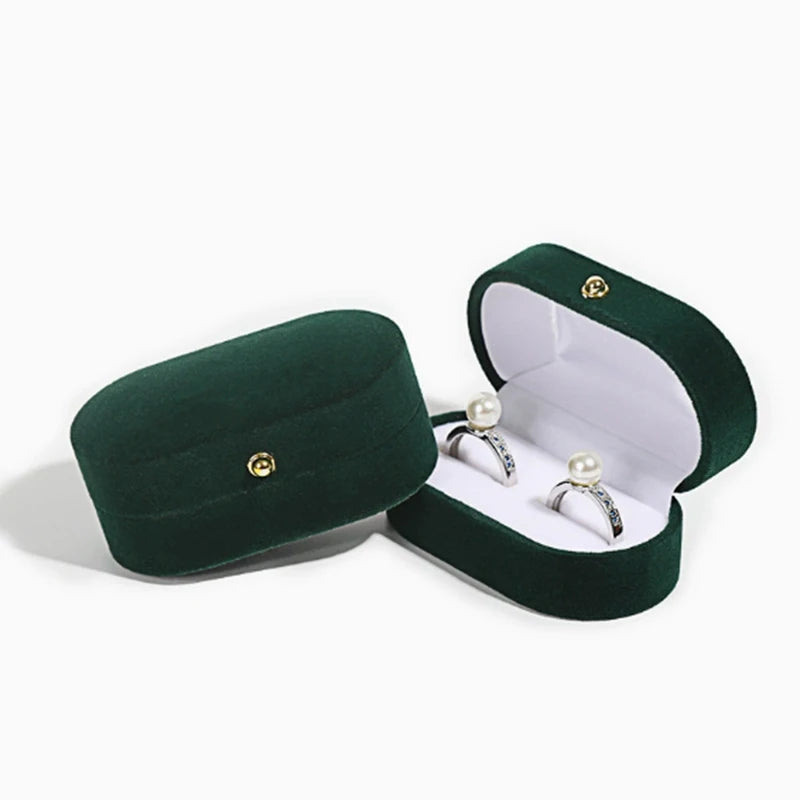 boîtes alliances velours rouge gris bleu vert mariages boutons dorés classiques portables rangement bijoux