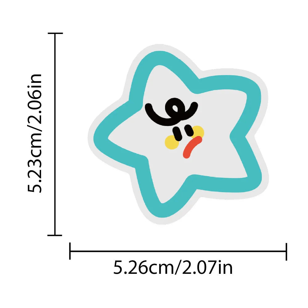 autocollants multicolores dessins animés sourires formes géométriques cartoon adhésif 50 pièces étiquettes transparentes amusantes