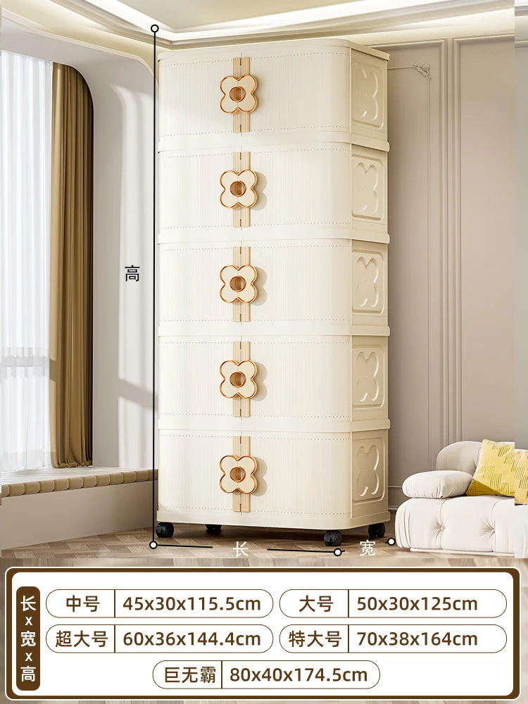 meuble rangement moderne armoire beige clair grille dimensions roulettes 45x30x71.9cm