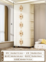 meuble rangement moderne armoire beige clair grille dimensions roulettes 45x30x71.9cm