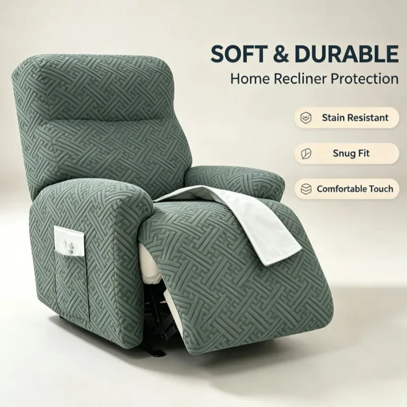 housse protection fauteuil inclinable vert motif géométrique moderne adhésif set pièces
