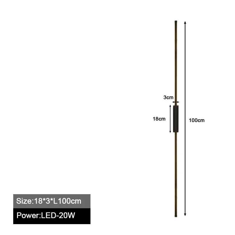 lampes murales led modernes minimaliste noir blanc chaud 60cm 80cm 100cm chambre cuisine salle