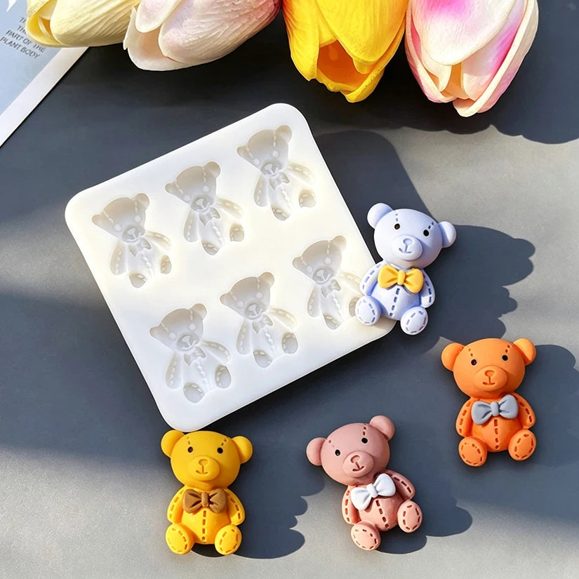 moule silicone ours coeurs décoration gâteau fondant sugarcraft résine cupcakes cartoonaire respectueux environnement