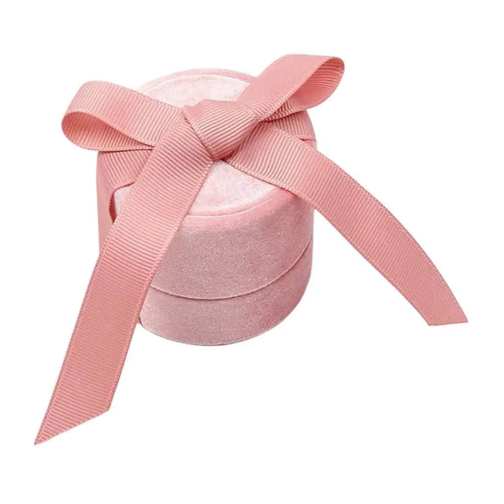 boîte bijoux velours rose clair classique rangement anneaux colliers portable