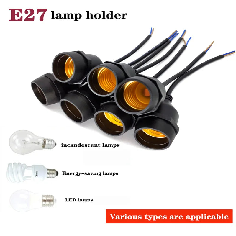 support lampe e27 noir moderne vis pvc ip67 220v 4a 10cm 20cm 30cm 50cm