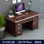 bois massif moderne marron foncé table travail informatique épuré intérieur maison