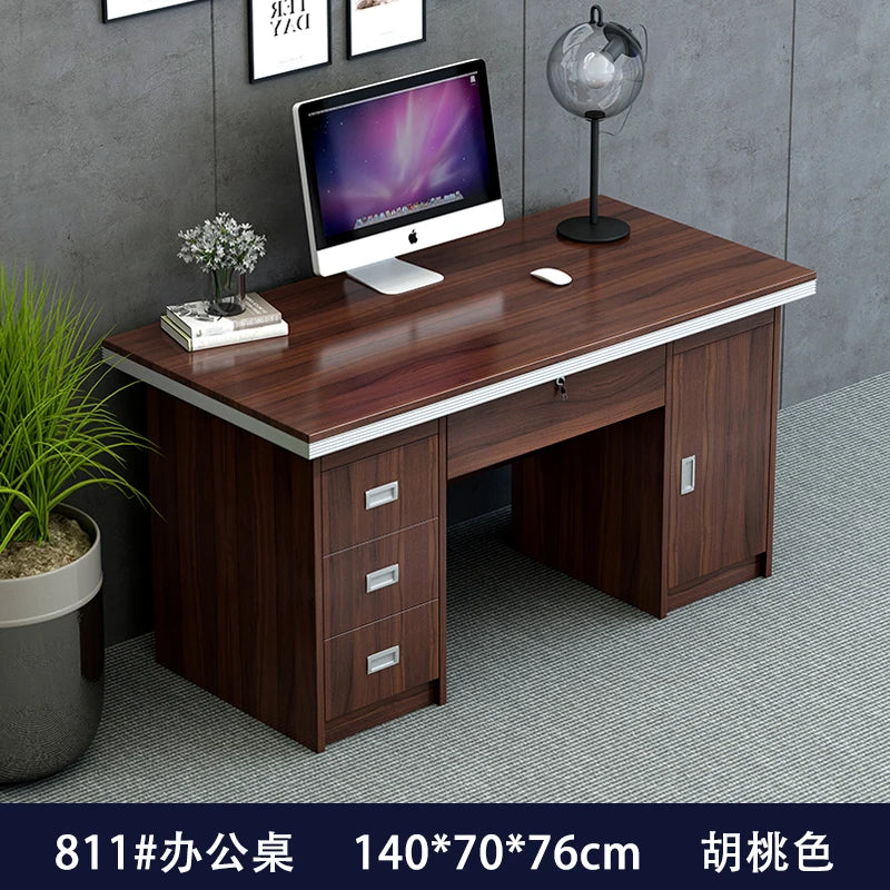 bois massif moderne marron foncé table travail informatique épuré intérieur maison