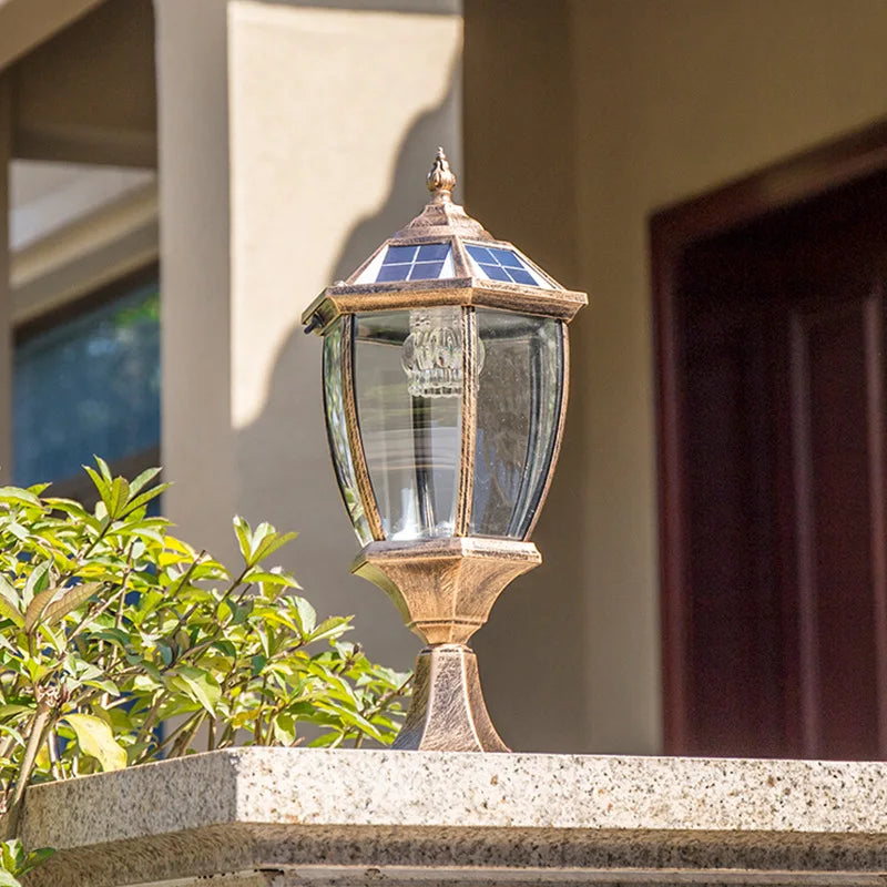 lampe solaire dorée led transparente classique extérieure étanche jardin moderne
