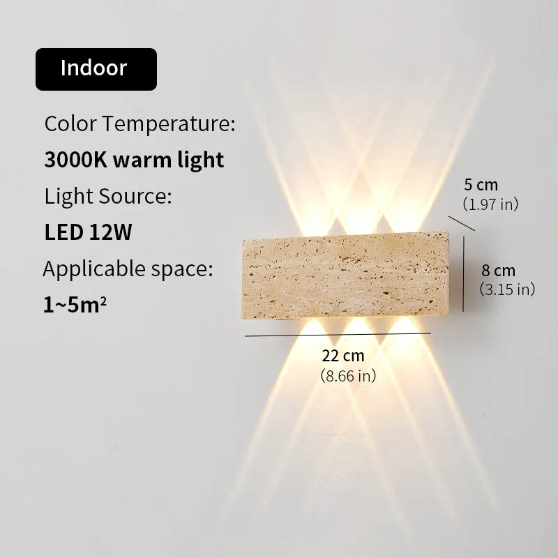 applique murale moderne pierre beige claire éclairage led intérieur extérieur 22cm 32cm chambre cuisine