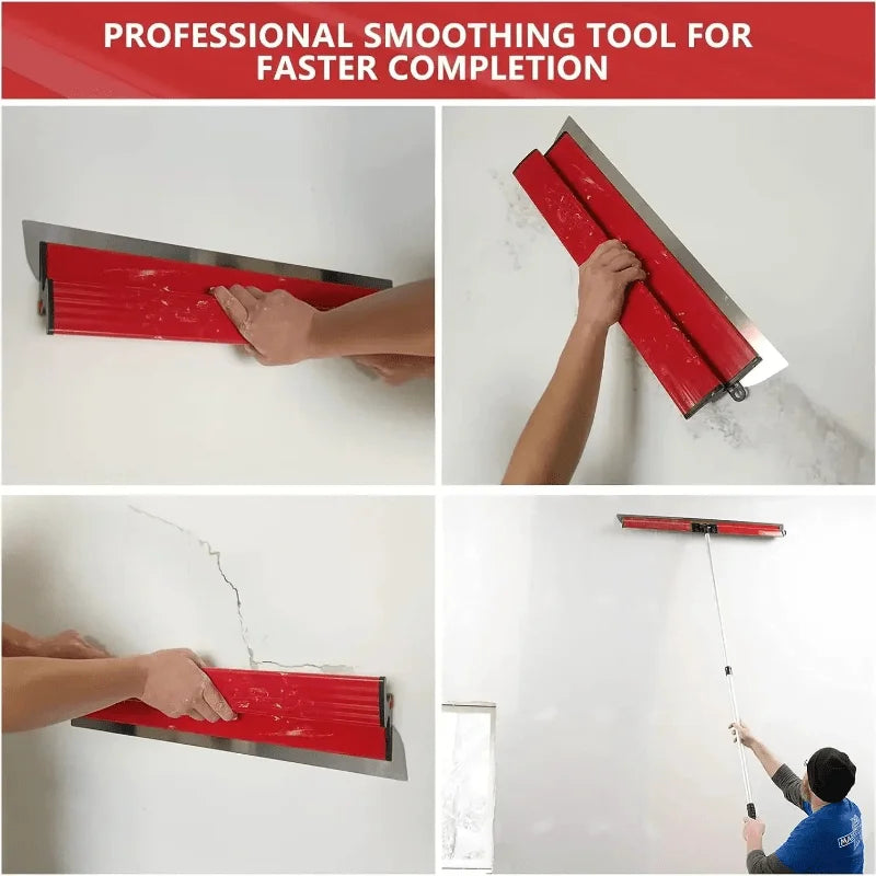 outil finition mural rouge blanc lisse clips poignée noire peinture cloison sèche 25cm 40cm