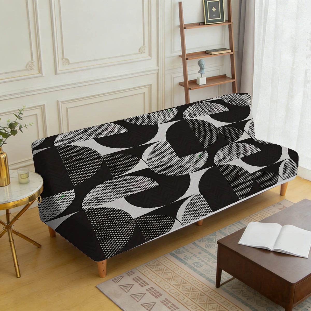 couverture canapé lit élastique géométrique noir gris moderne machine lavable 185 210cm