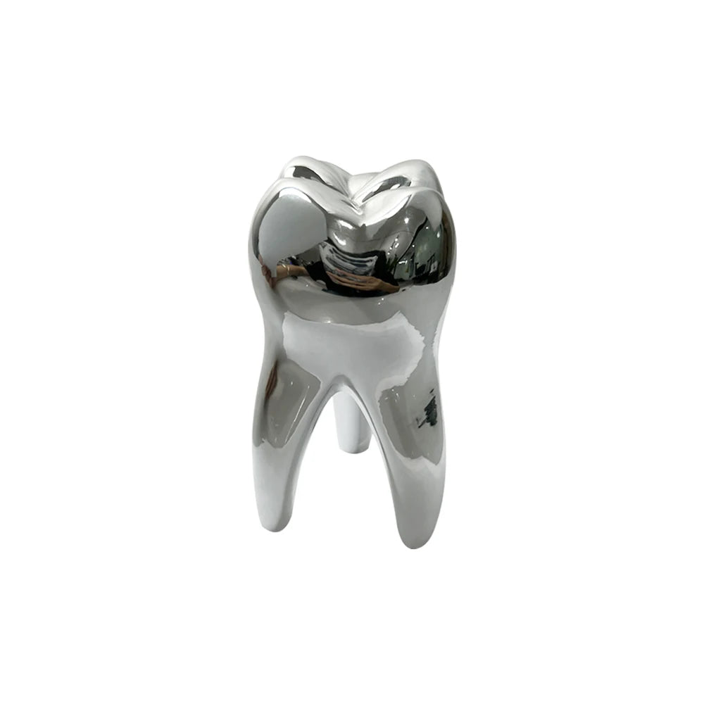 ornement dentaire statuette dent couleur or argent art moderne décoration figurine dentaire