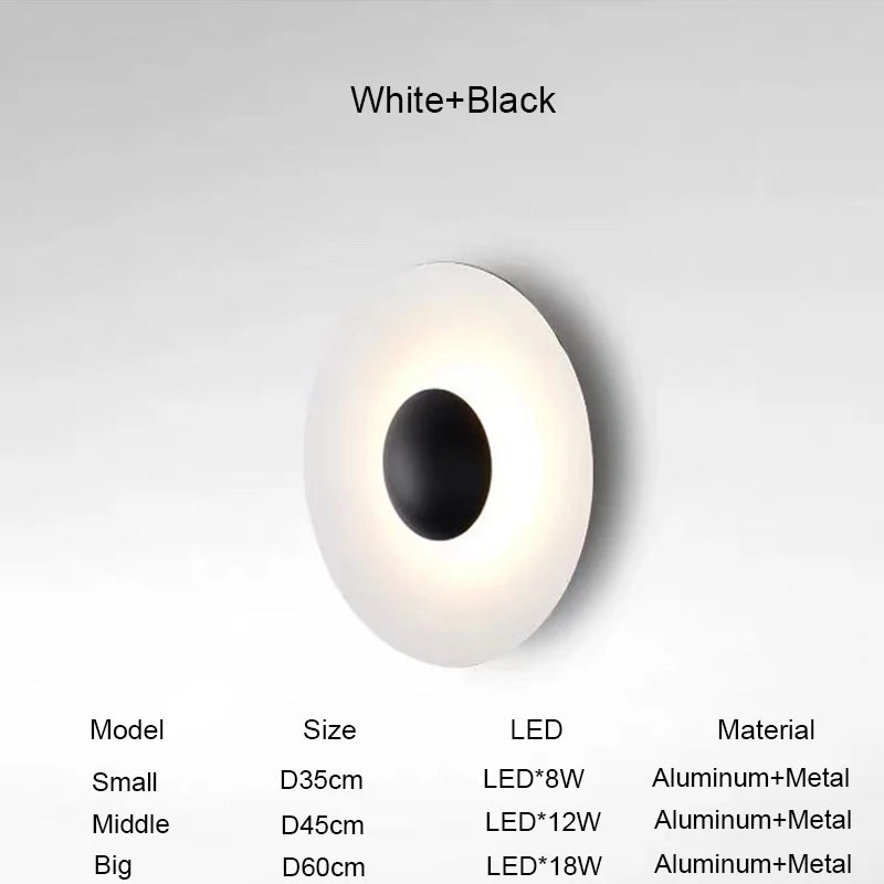 applique murale contemporaine dorée noire led fixée mur ronde lisse