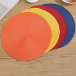 tapis table tissé spirale moderne orange rouge bleu beige placemat assiette cuillère verre