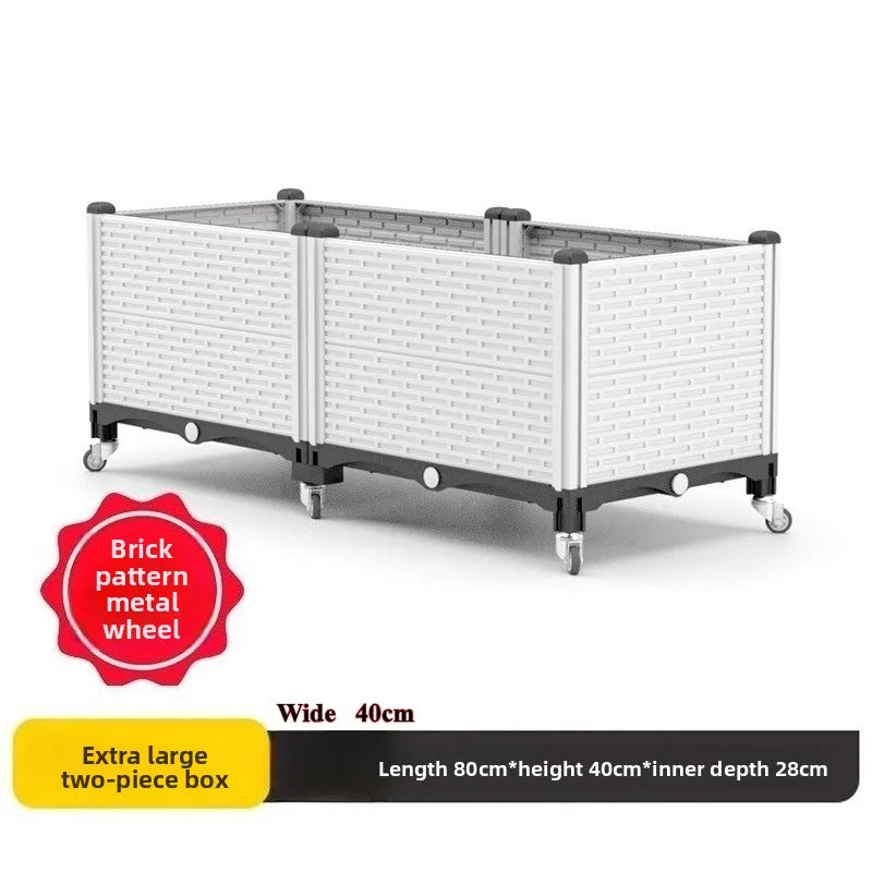 bac légumes blanc gris moderne roulettes drainage opacité motif brique