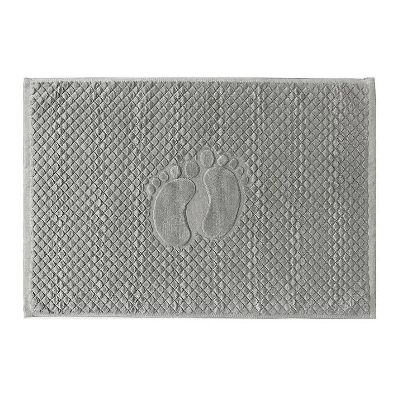 tapis bain coton imprimé pas pied vert gris moderne absorbant 80x50cm