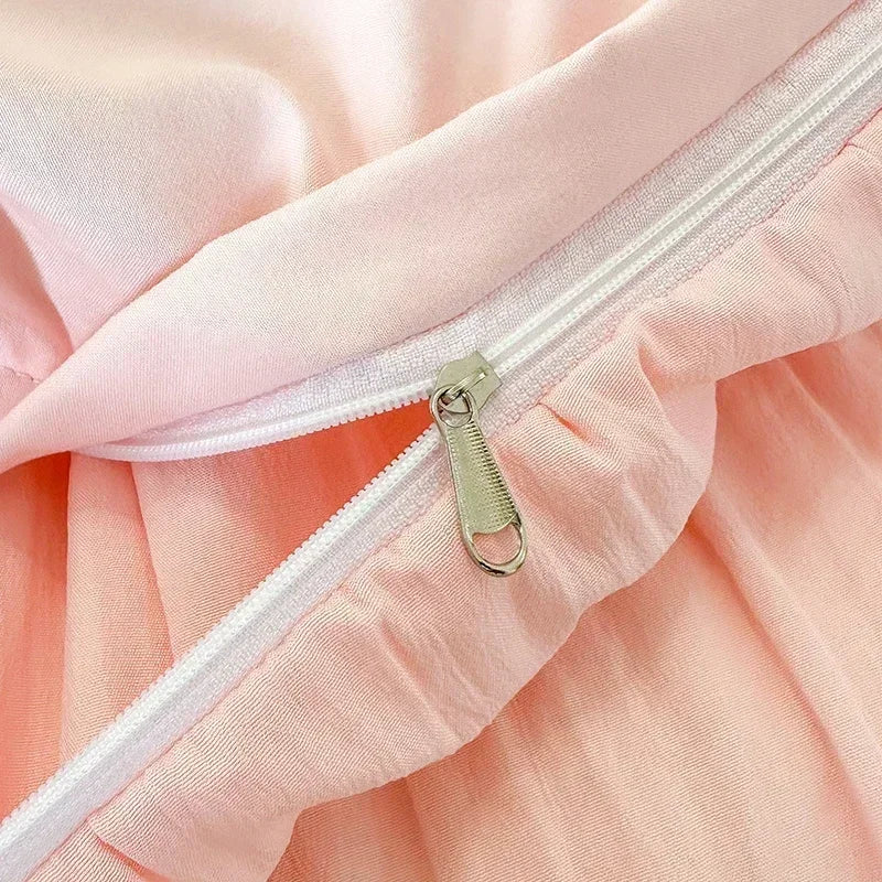 drap plat brodé rose clair classique plissé taies oreillers ensemble literie romantique