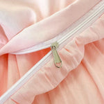drap plat brodé rose clair classique plissé taies oreillers ensemble literie romantique