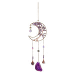mobile mural décoratif boho lune pierres semi précieuses or violet vert rose blanc doré