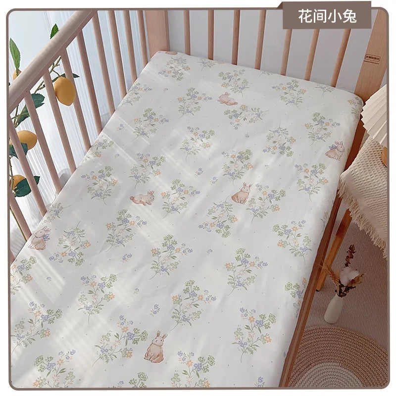 drap bébé couverture panda points sapins élastique simple beige uni coton respirant lit enfant